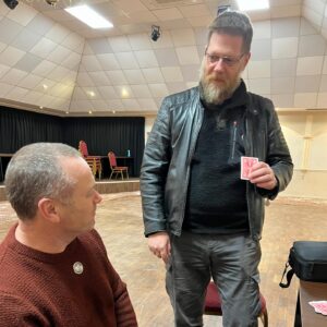 Foz hoping he has the right card..